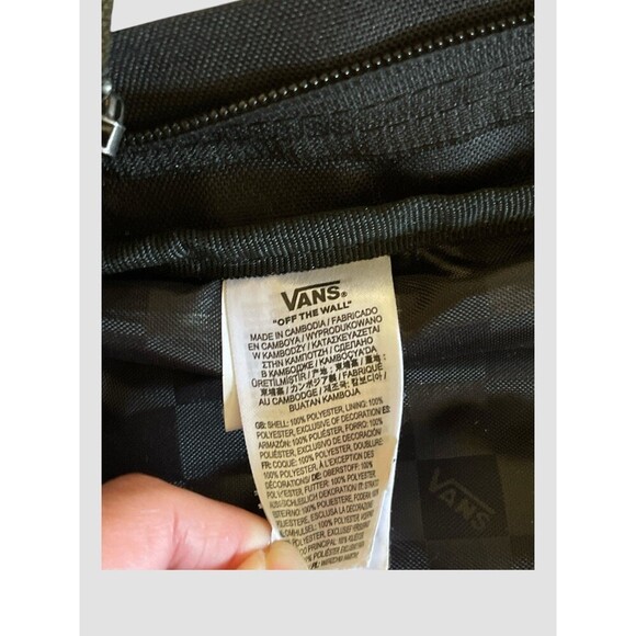 Vans Off The Wall Backpack Black White Checkered With Pink Roses - Picture 5 of 8